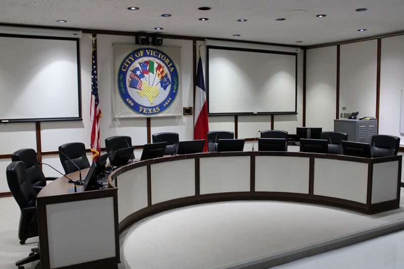 Council dais with empty seats