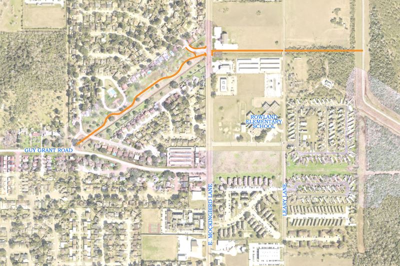 Map showing a walking trail leading from Guy Grant and Gettysburg to the Hike & Bike Trail