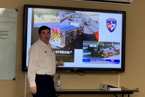 Fire Chief Tracy Fox gives a presentation