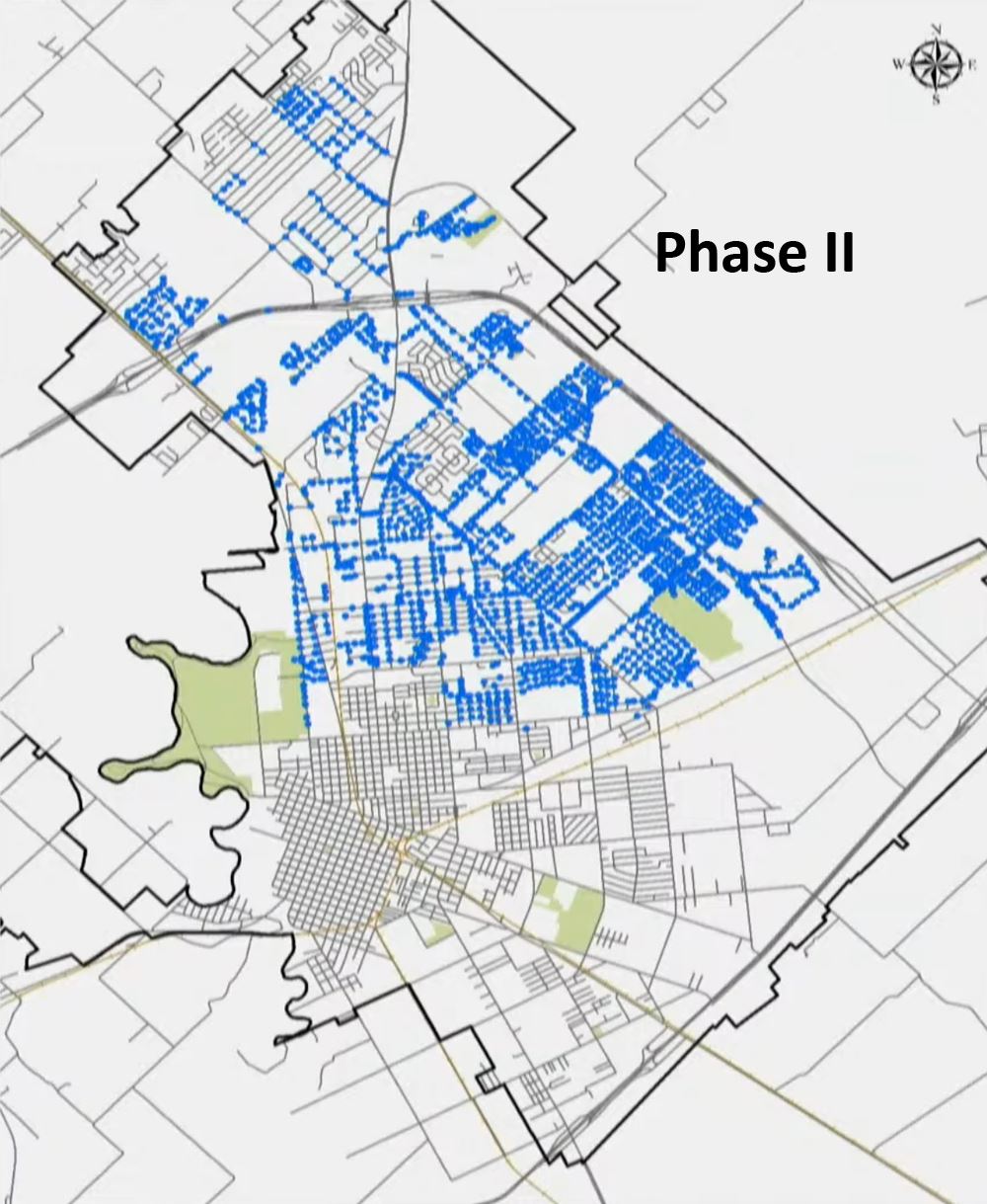 A map showing blue dots concentrated on the north side of Victoria.
