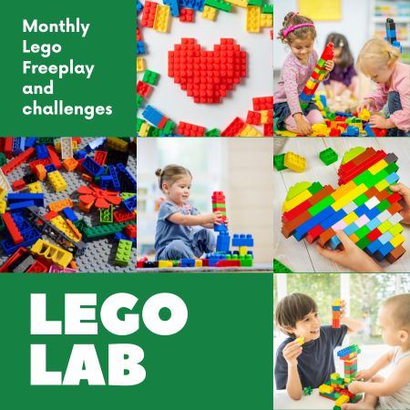 Lego Lab, monthly free play lego building events, Victoria Public Library