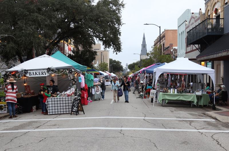 Vendor booths line Main Street near Santa Rosa