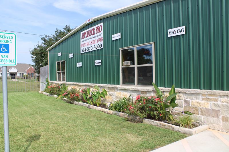 A flowerbed full of pink-flowered bushes, elephant ears and other leafy plants along a wall.