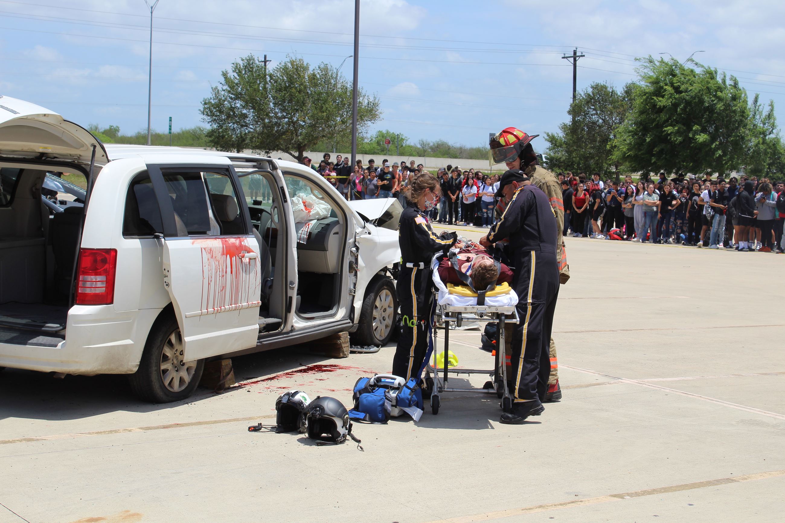 Fire Personnel reenacting a vehicular accident during the "Broken Dreams" program