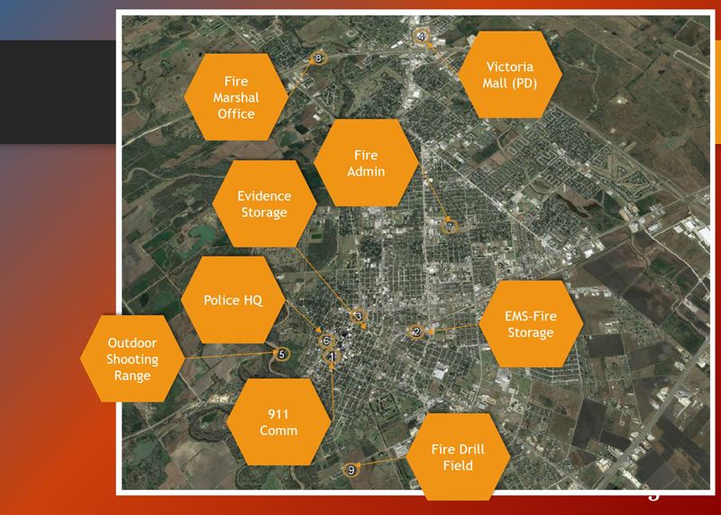 Map showing public safety offices spread out across the city